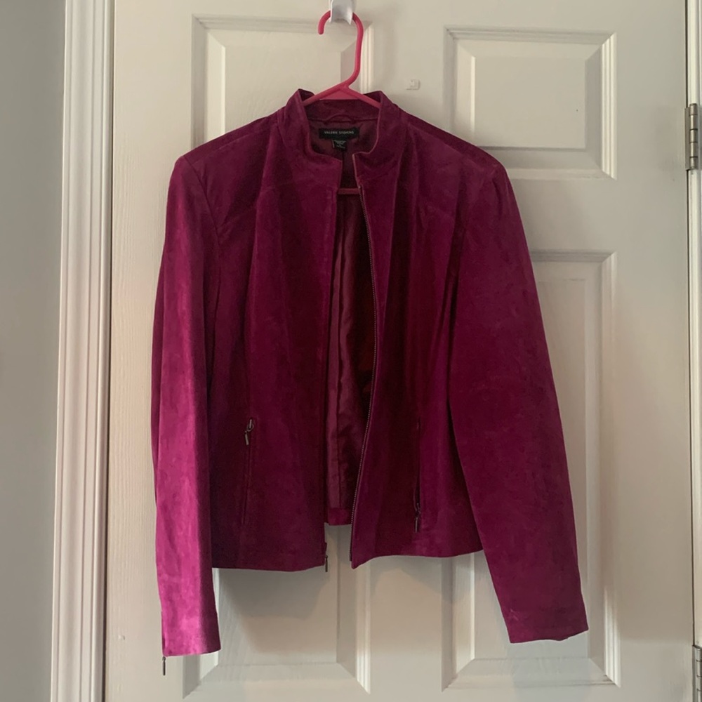 🩷 Fuschia genuine suede leather jacket